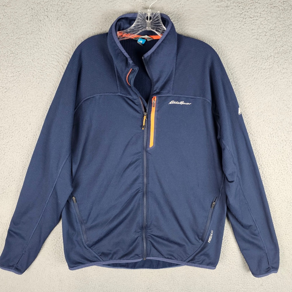 Eddie Bauer Jacket Mens TL Blue First Ascent FreeHeat Grid Fleece Full Zip